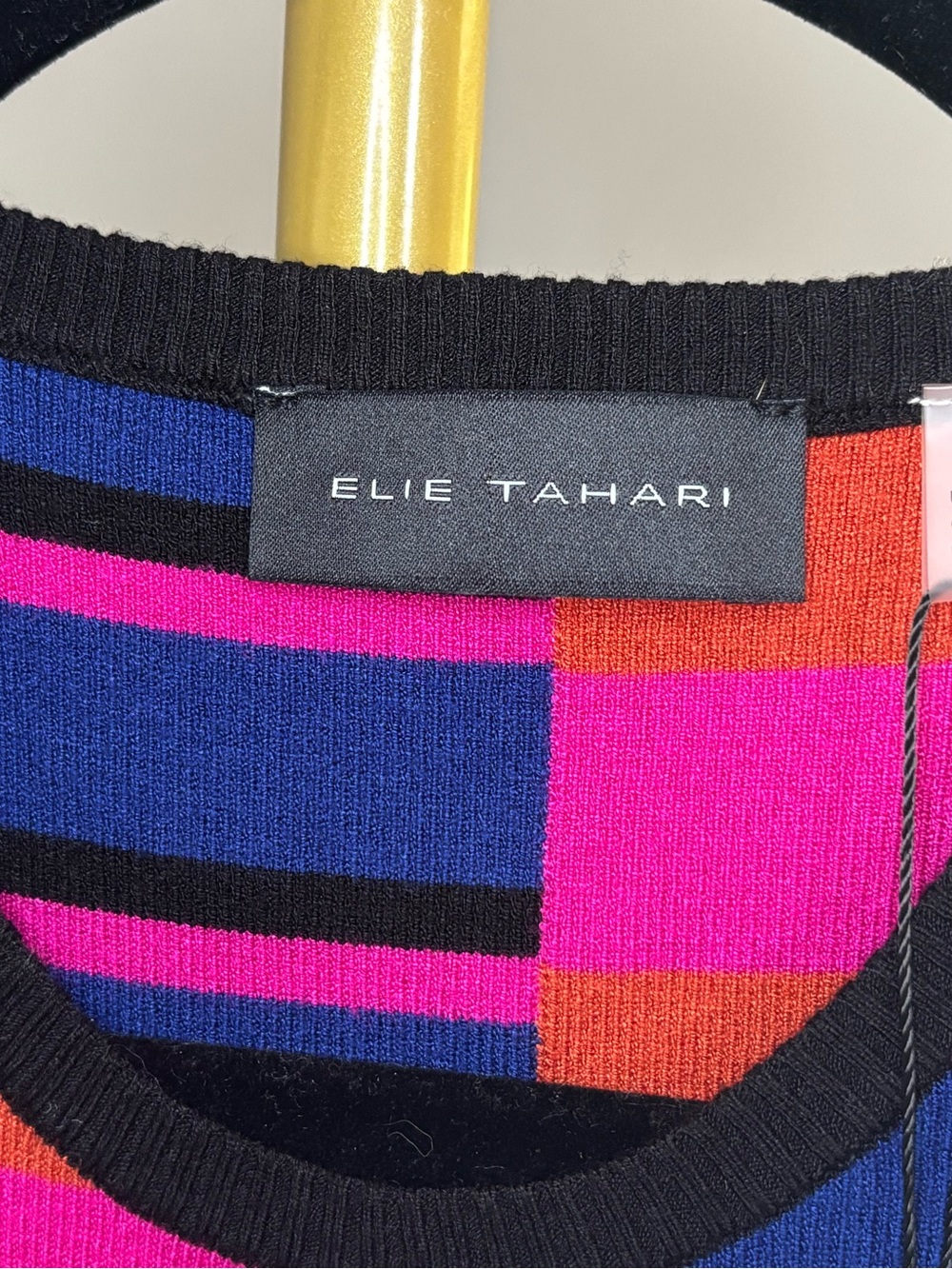 Elie Tahari Selina Stripe Sheath Dress in Pink, Blue & Black - Picture 2 of 16